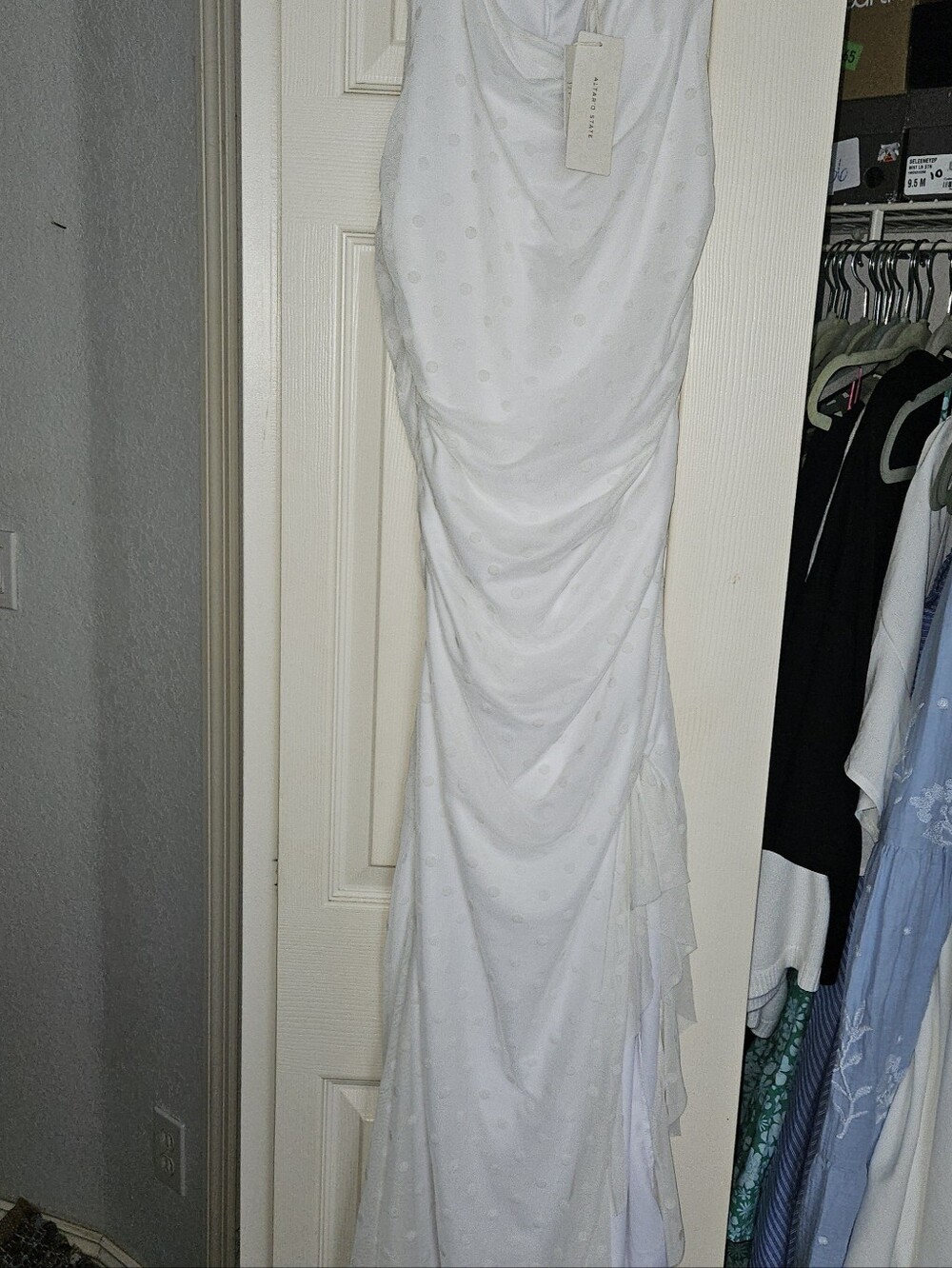 Alrer'd State  White Sleeveless Draped Maxi Dress